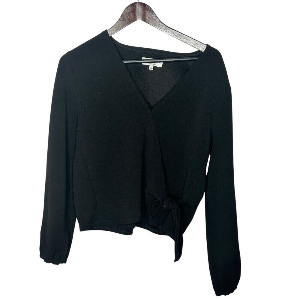Madewell Texture & Thread‎ Black Crepe Wrap Side Tie Top Size L K3979